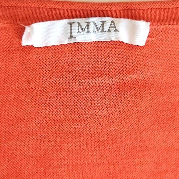 IMMA Orange Long Sleeve Casual Lightweight Cardigan Sweater size S - Picture 7 of 10